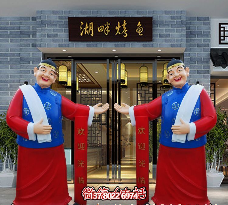 玻璃鋼精美彩繪迎賓雕塑，為您的酒店門口增添藝術(shù)氣息