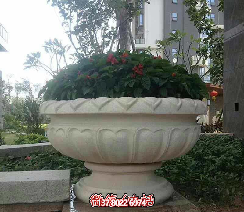 精美巨型大理石石雕花盆雕塑，讓你的別墅街道更加精彩