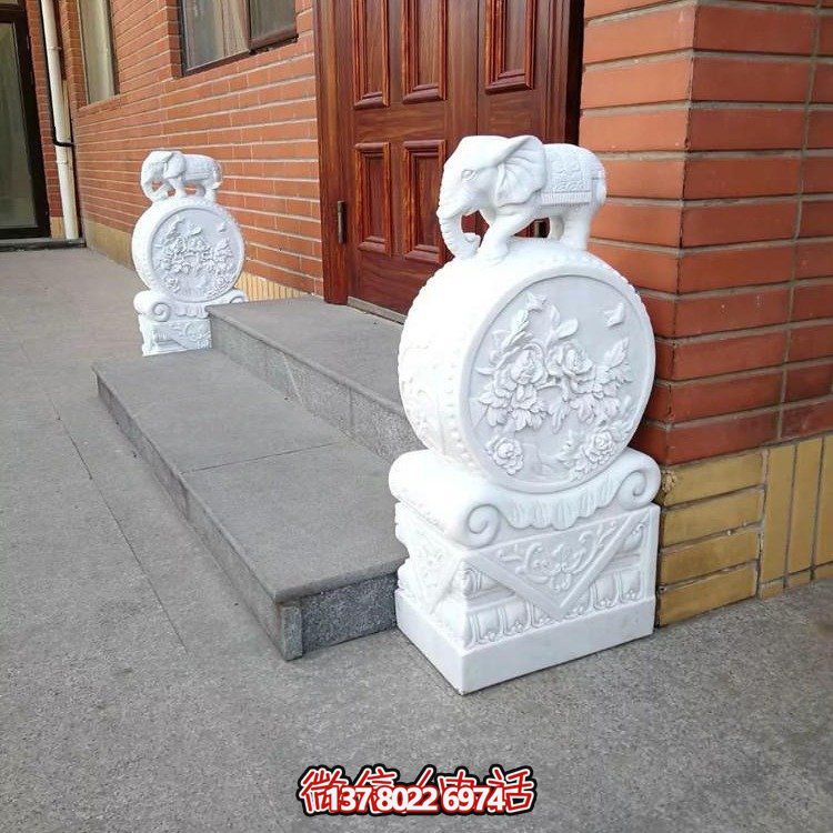 浪漫經典，精致雕刻吉祥小象抱鼓石