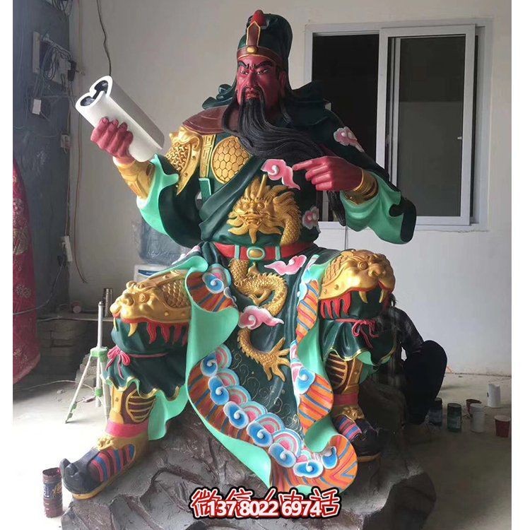 玻璃鋼關公神像，打造古典寺廟氛圍