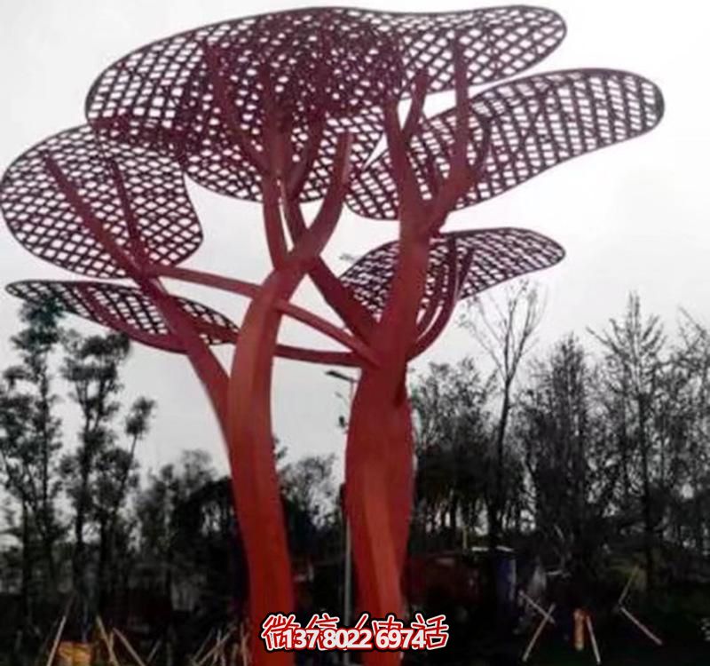 兒童安全游樂園，不銹鋼網格樹雕塑裝置