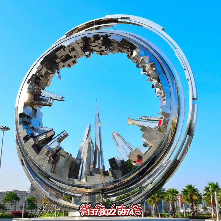 不銹鋼抽象齒輪雕塑，點綴園林景觀