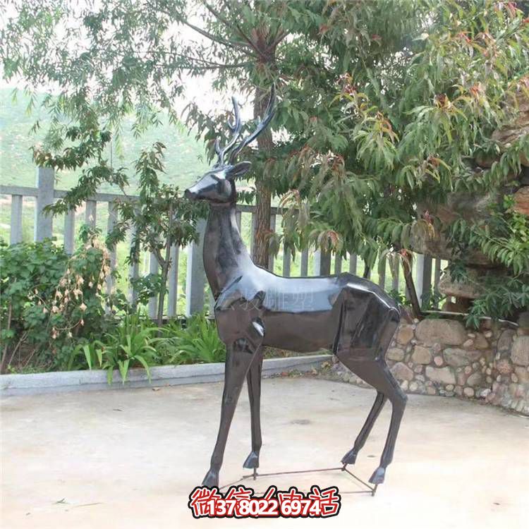 創意公園玻璃鋼黑色小鹿裝飾