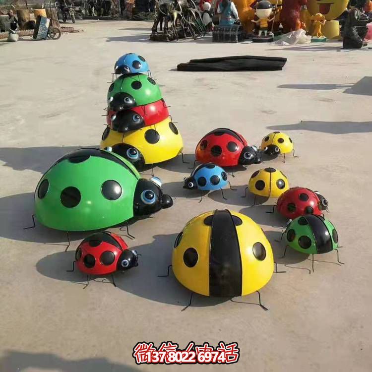 七星仿真玻璃鋼瓢蟲(chóng)雕塑，園林景觀裝飾