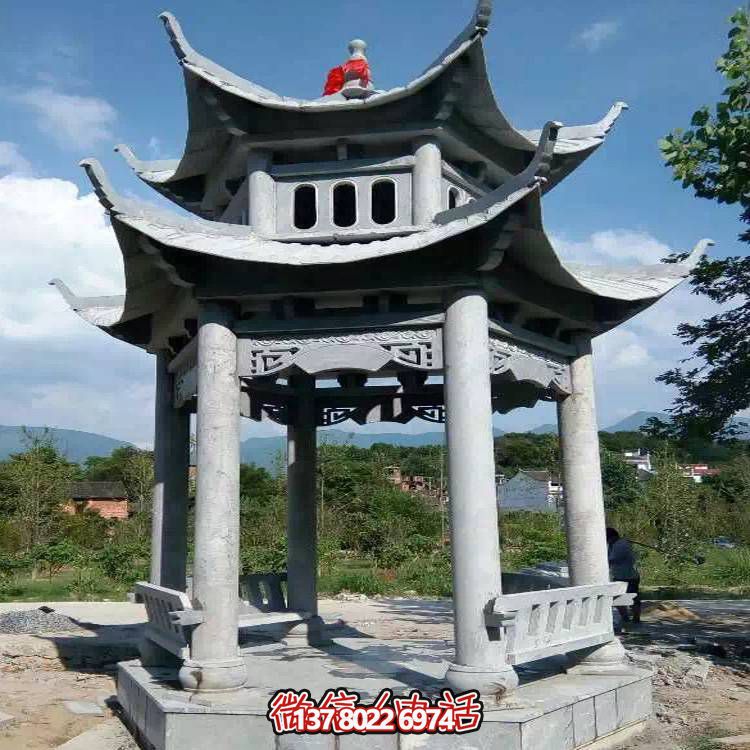 優雅雙層石雕涼亭，給您的園林添彩