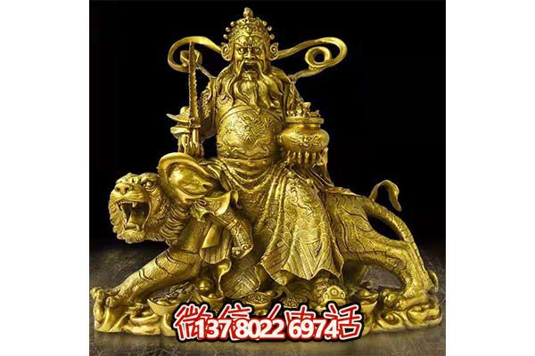 鎏金財神雕塑，招財進寶