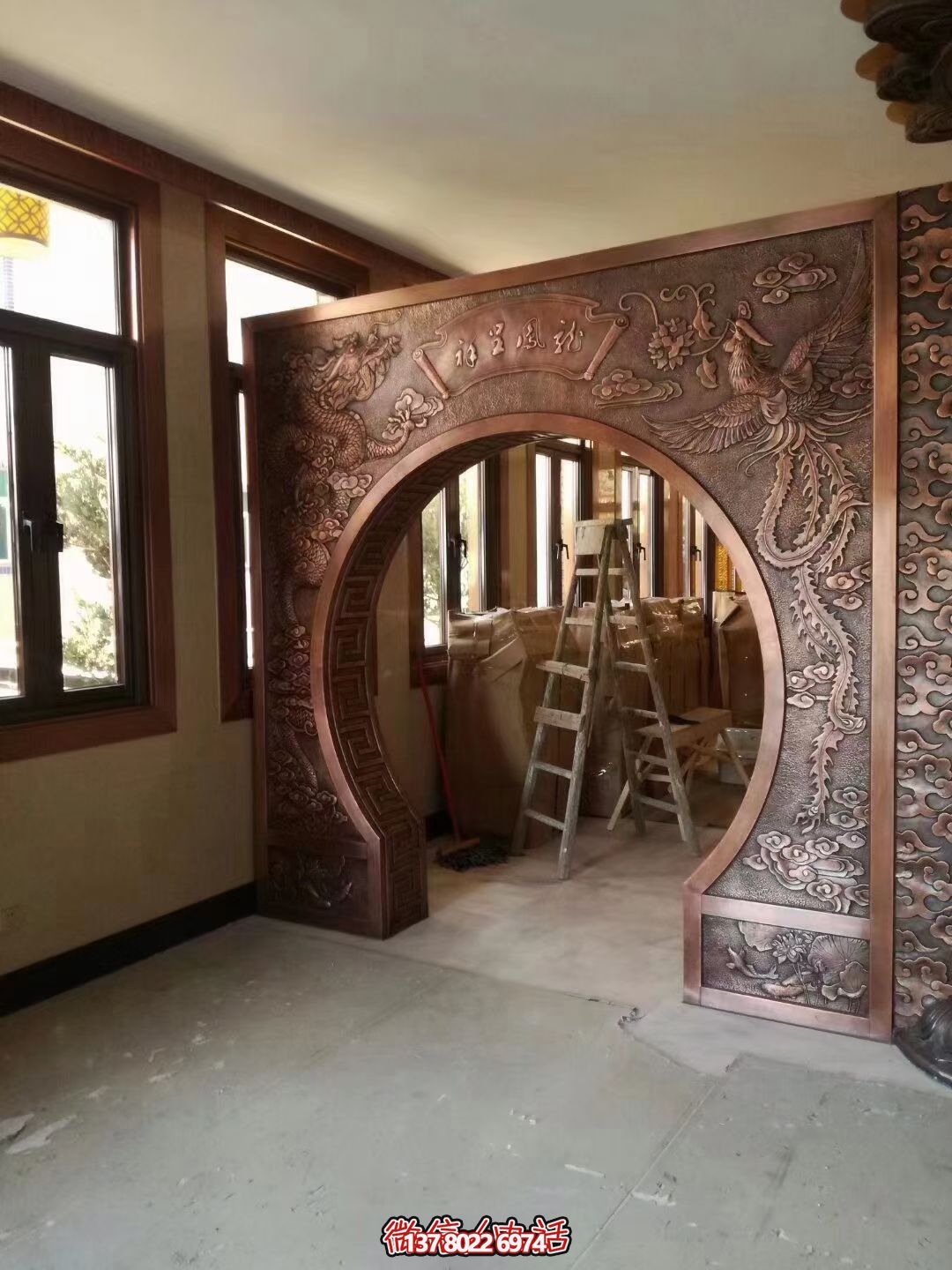 品質優雅的銅浮雕龍鳳呈祥裝飾隔斷