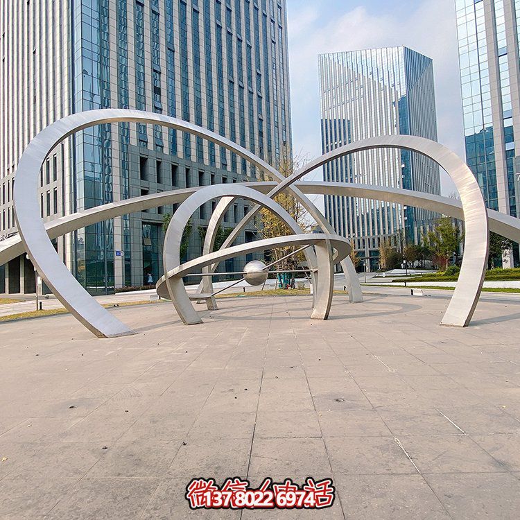 不銹鋼雕塑梅花鹿，現代幾何園林景觀裝飾