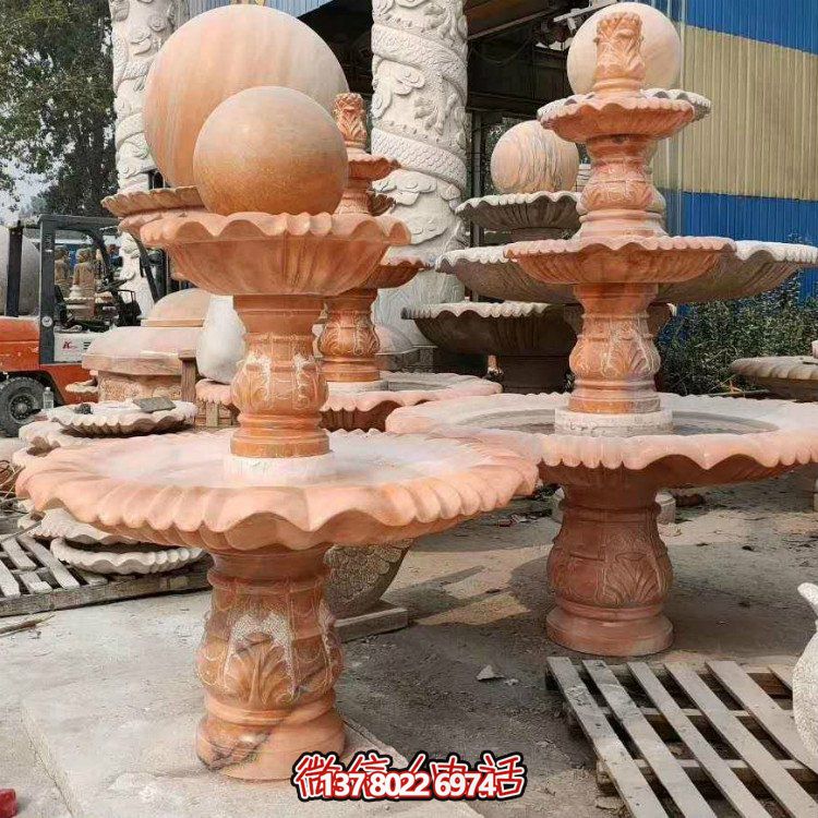 紅晚霞中式二層風(fēng)水球，讓你的庭院擺放流水轉(zhuǎn)運(yùn)風(fēng)水