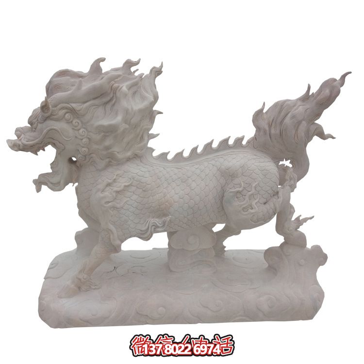 傳承漢白玉石雕麒麟雕塑，美化景區戶外環境