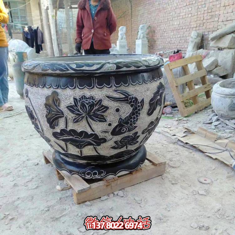 天然石頭缸，仿古雕刻，裝點家園