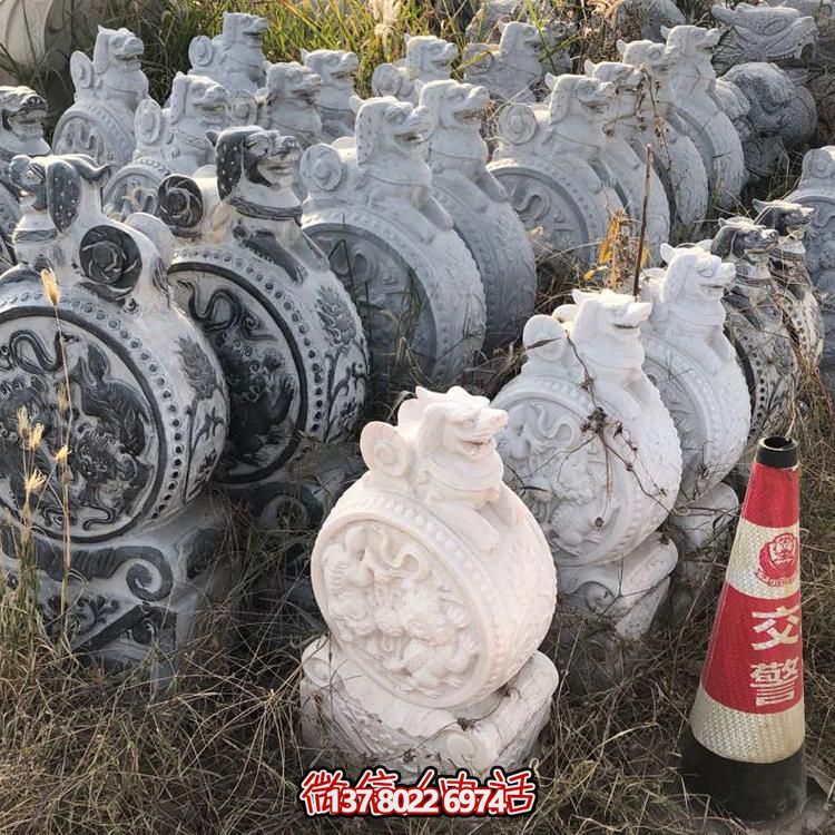 仿古青石獅子抱鼓石擺件，鎮宅庭院門口裝飾