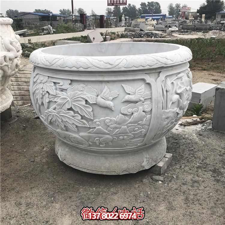 精美大型浮雕蓮花養魚石缸，讓你的庭院更加美麗