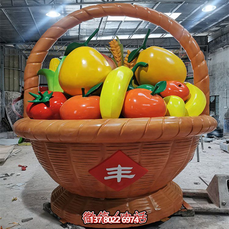 玻璃鋼制彩繪水果籃，專為戶外采摘量身打造的擺件