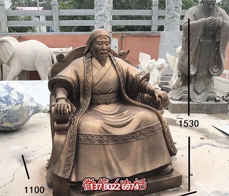 景區坐著的銅雕成吉思汗雕塑 景區坐著的銅雕成吉思汗雕塑