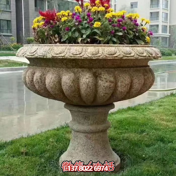 歐式花崗巖園林石雕花盆 歐式花崗巖園林石雕花盆