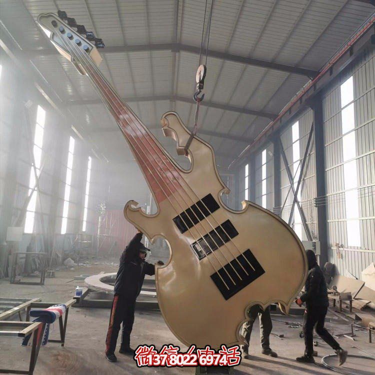 廣場(chǎng)景觀抽象吉他樂(lè)器造型不銹鋼雕塑擺件