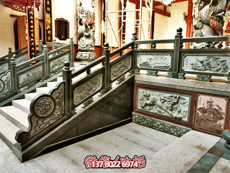 寺院室內臺階扶手仿古青石欄桿 寺院室內臺階扶手仿古青石欄桿