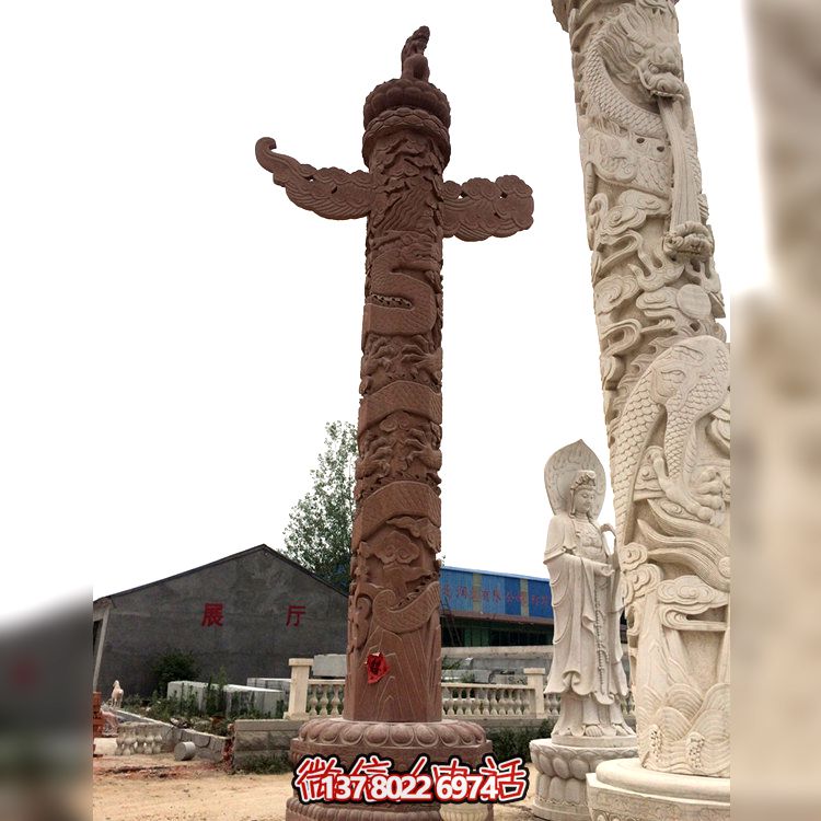 城市廣場擺放大理石晚霞紅華表石柱 城市廣場擺放大理石晚霞紅華表石柱