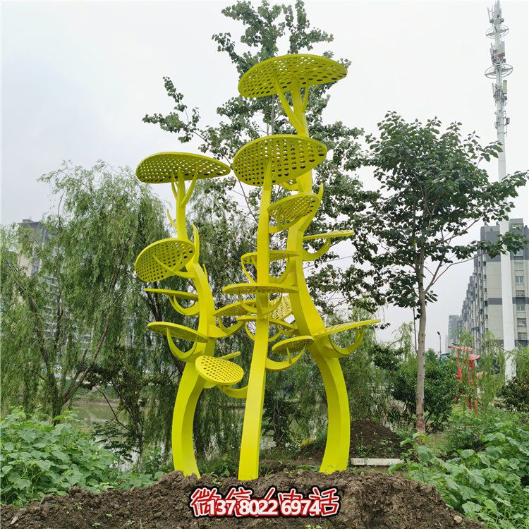 不銹鋼抽象樹，網狀樹葉樹冠