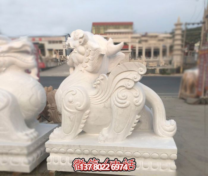 庭院別墅漢白玉石雕招財貔貅雕塑 庭院別墅漢白玉石雕招財貔貅雕塑