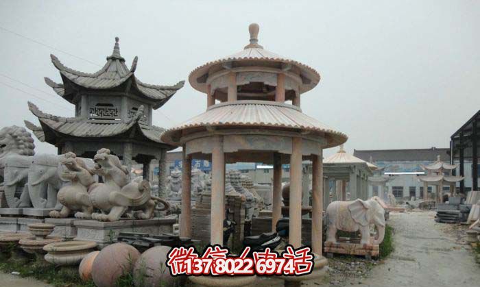 涼亭雕塑-仿古建圓頂雙層景區擺放涼亭花崗巖石雕 涼亭雕塑-仿古建圓頂雙層景區擺放涼亭花崗巖石雕