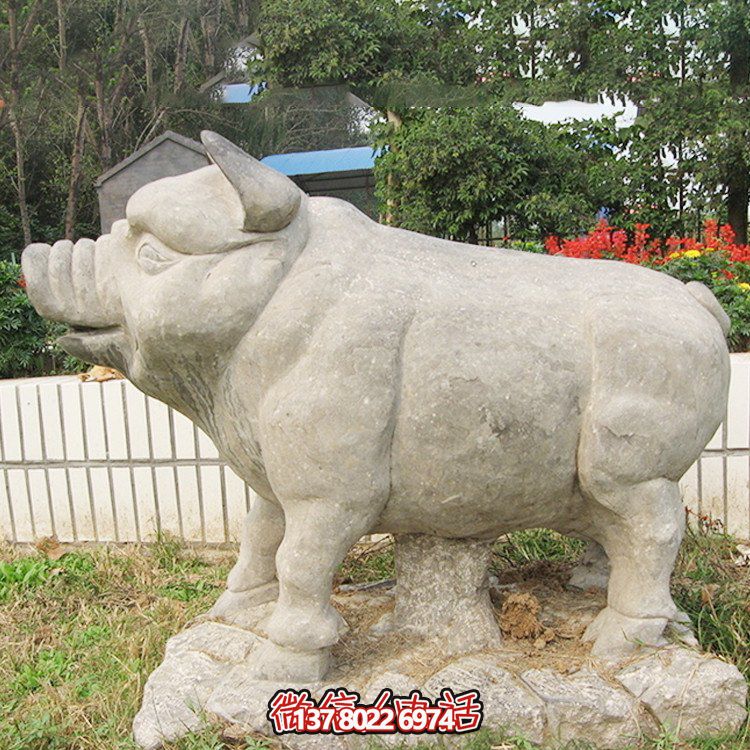 石雕豬，憨態可掬的大肥豬
