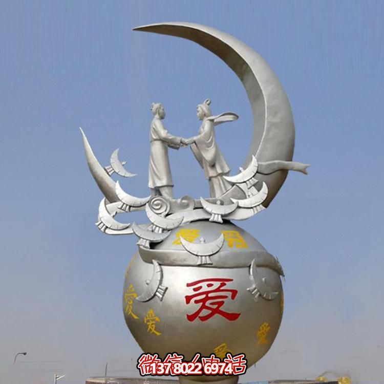 廣場(chǎng)園林?jǐn)[放不銹鋼愛(ài)情主題人物雕像