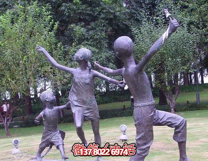 公園銅雕玩耍放風箏的兒童雕塑 公園銅雕玩耍放風箏的兒童雕塑