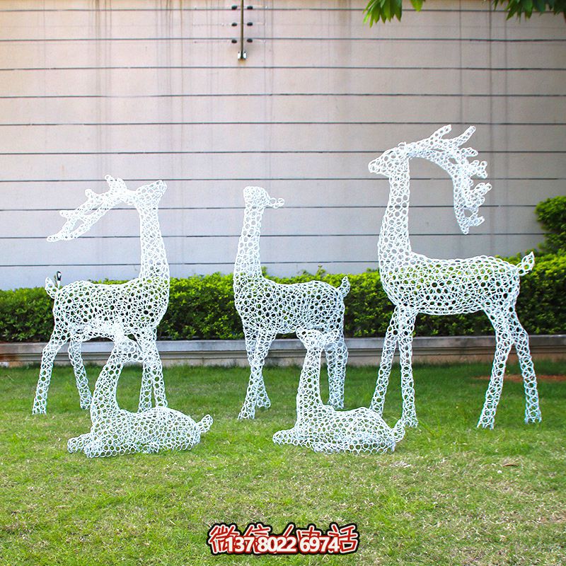 鐵藝絲網不銹鋼鹿雕塑擺件 鐵藝絲網不銹鋼鹿雕塑擺件