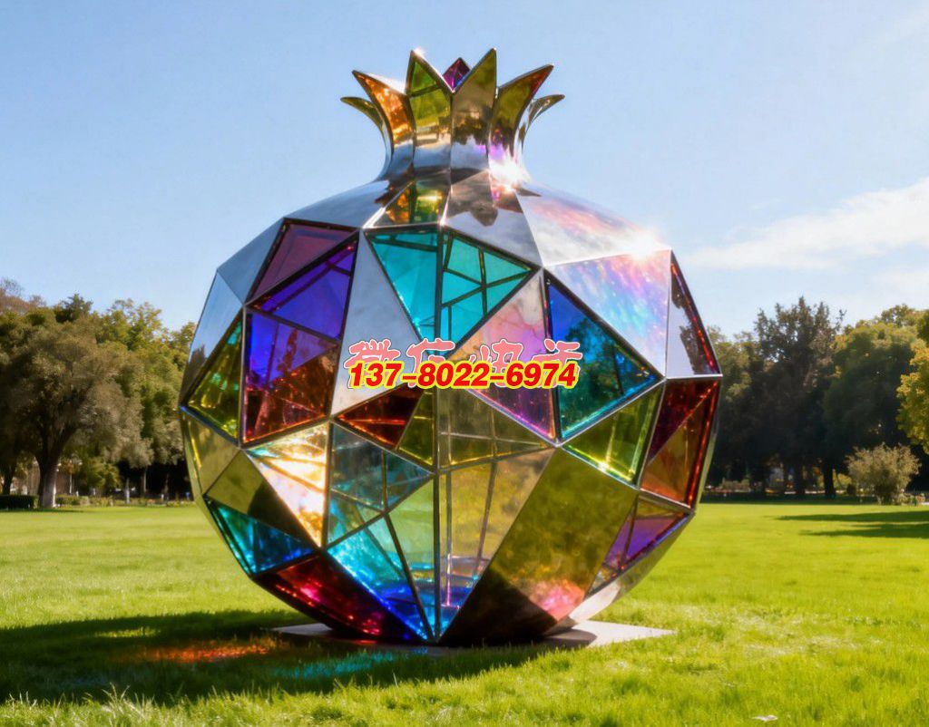 《晶簇同心?榴韻華章》：不銹鋼景觀雕塑凝萃石榴意象，織就民族團(tuán)結(jié)的絢爛符號(hào)